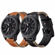 ФОТО newest genuine leather watchband for samsung gear s3 classic frontier 22mm sewing replacement bracelet strap watch band