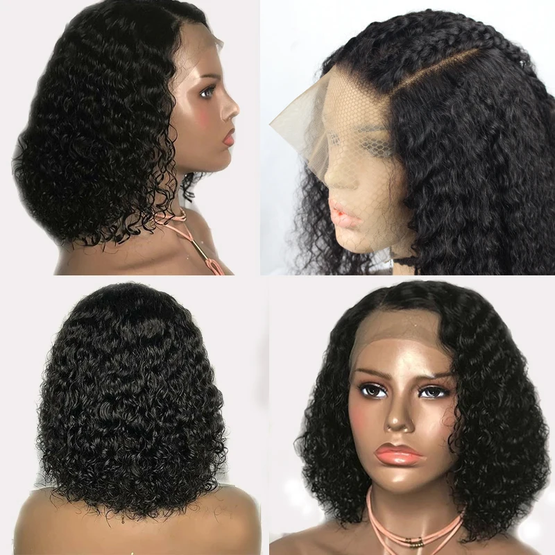 

13x6 Lace Front Human Hair Wigs Deep Parting Curly Pixie Cut 180 Density Brazilian Remy Short Bob Fake Scalp Wig for Black Women