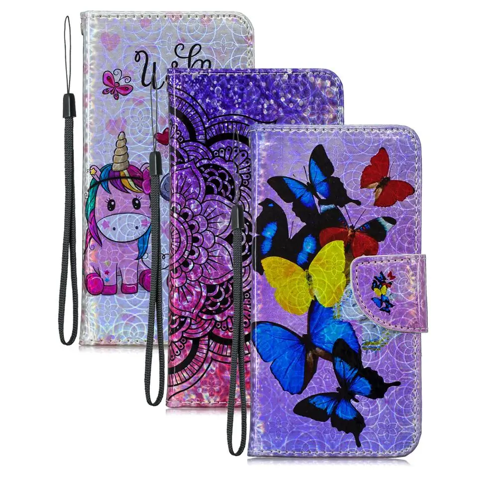 

Laser Leather Case for iPod Touch 5 Luxury Fluorescent Print Capa Book Covers For iPhone 5 5S SE 6 6s 7 8 Plus X XS Max XR Coque