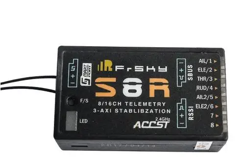 

Frsky S8R 16CH 3-Axis Stablibzation RSSI PWM Output Telemetry Receiver With Smart Port