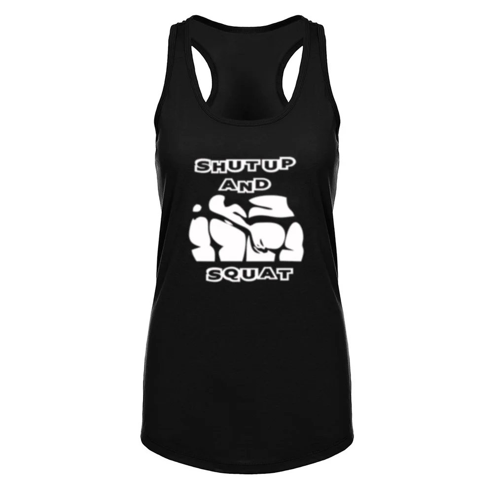 

Womens Shut UP and Squat Fitness Workout Racerback Graphic Tank Tops