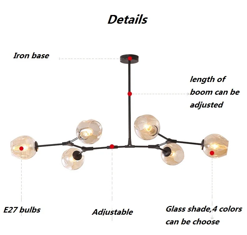 Современный светодиодный скандинавский дизайнер молекулярные подвесные светильники ветка стекло искусство простое освещение лампа для бара гостиной столовой лампы
