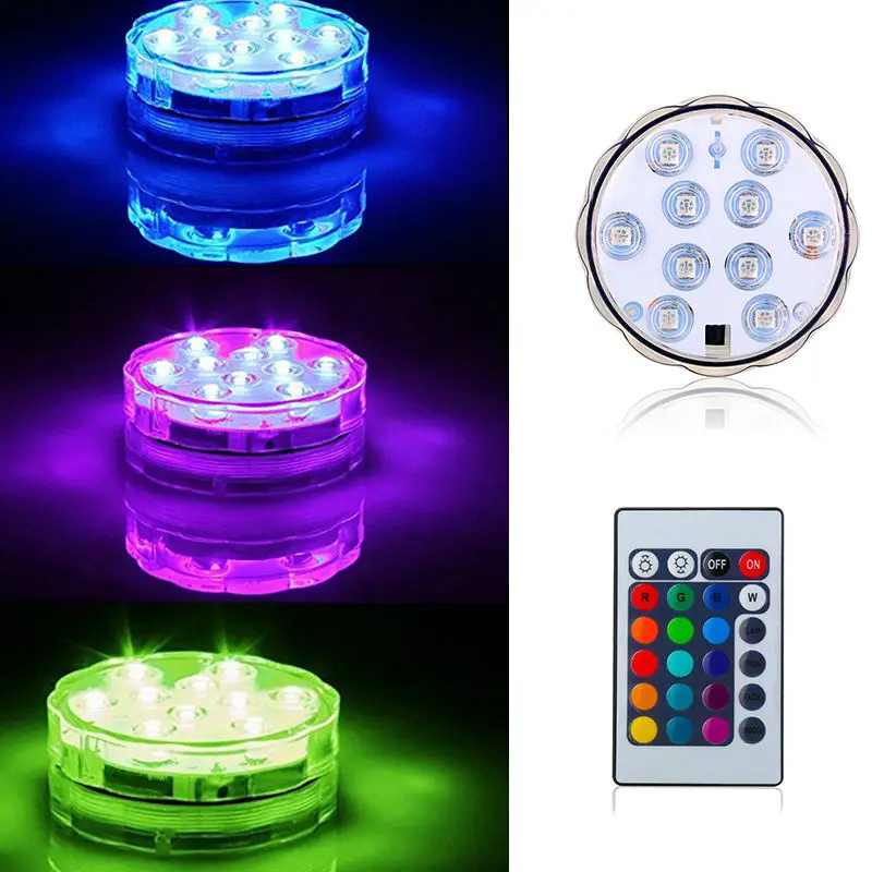 

Free Shipping Remote Controlled 2.8inch 10 Multi-colors LEDs Submersible LED Light/Floral Light/Vase Light