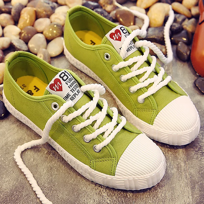 

Canvas Sneakers Print Strawberry Shoes woman Solid Sewing Lace-up Rubber Canvas Shoes for Girls Non-slip Fashion Zapatos mujer