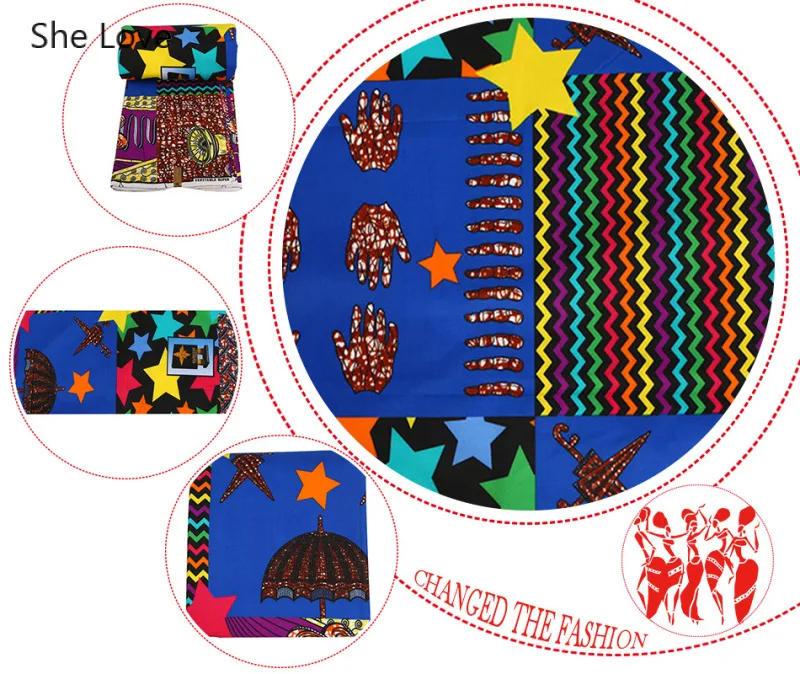 Полиэстер африканская ткань звезда Печатный воск принты для вечерние платья Швейные материалы