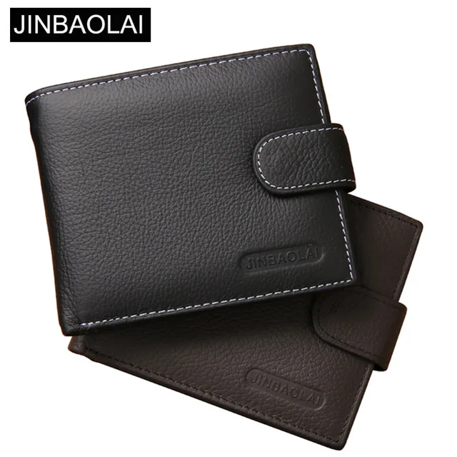 JINBAOLAI Leather Men Wallets Solid Sample Style Zipper Purse Man Card Horder Famous Brand Quality Male Wallet Name Engraving 2