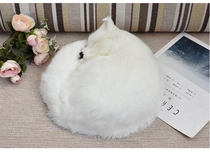 high simulation fox White fox Toy fairy Sleeping fox cute animal for girl girlfriends creative gift desktop car Decoration 27x27x12 DY80042 (3)