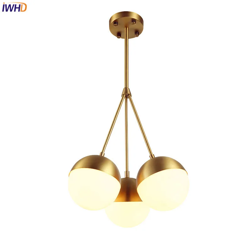 

IWHD Nordic Modern Simple LED Pendant Light Fixtures Dinning Room Brass Glass Ball Pendant Lights Lamparas Colgantes Lighting