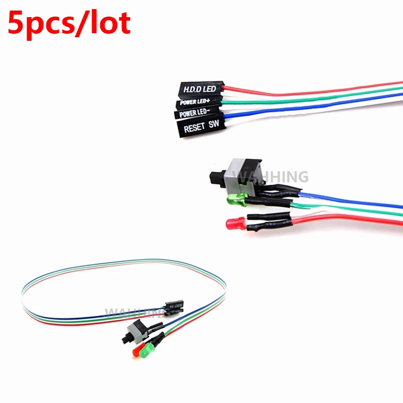 5pcs Desktop Computer PC Case Power cable SW switch Restart switch Power Reset HDD LED Switch