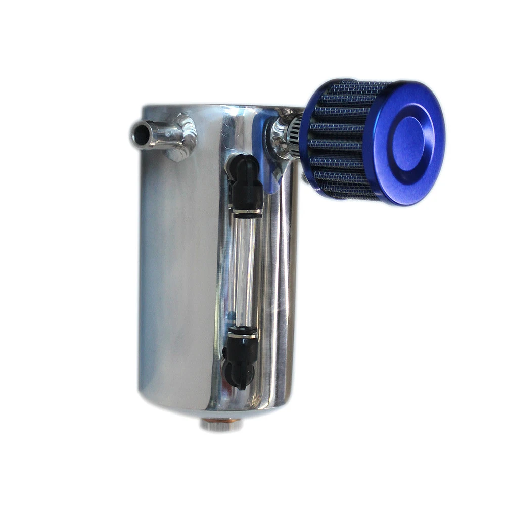 

0.5L Separator Universal Racing Drainer Crank Car Canister Aluminum Can Breather Filter Reservoir Round Oil Catch Tank