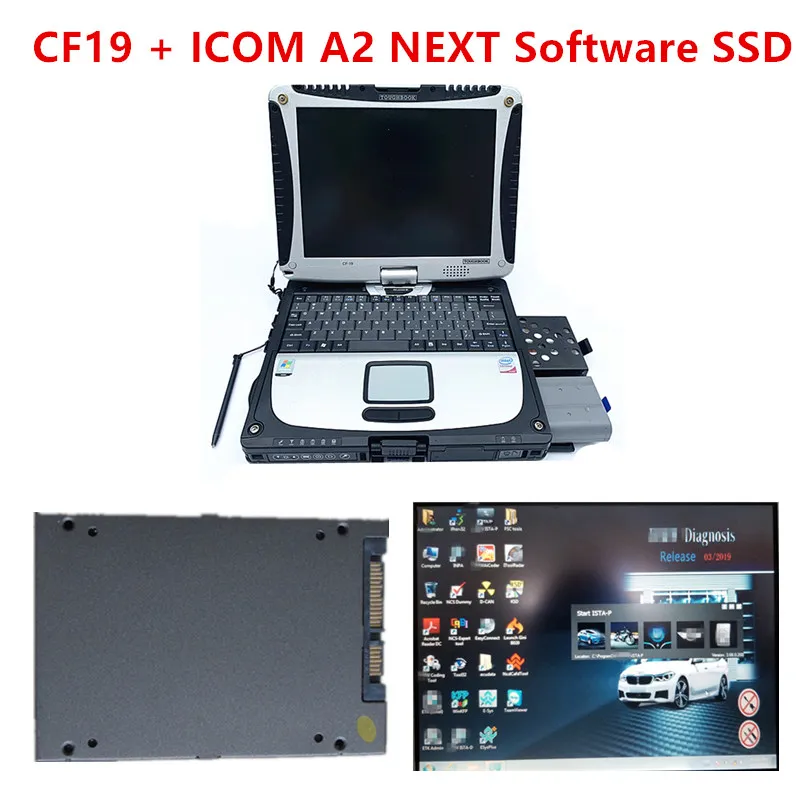 Для диагностического компьютера bmw toughbook cf19 ноутбук 4g ram и вращающийся экран icom a2