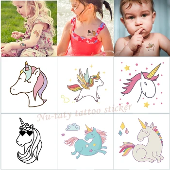 

Cartoon Unicorn Temporary Tattoos for Children Kids Girls Rainbow Unicorn Birthday Party Favors Gift GlitterTattoos for Kids