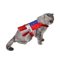 Американский Стиль красные, синие в полоску Звезды животное кошка собака костюм Косплэй выполнить ткань плащ День рождения подарок