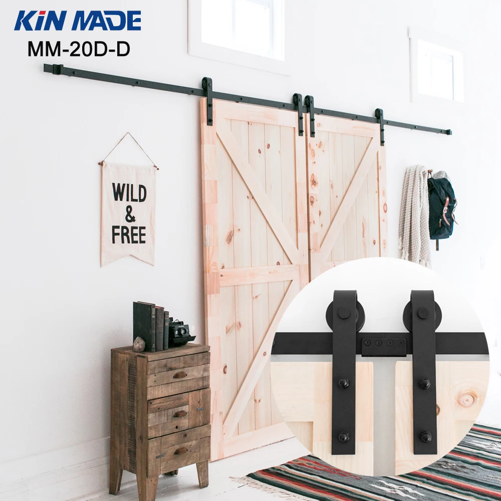 KIN MADE Double panel Antique Style Steel Sliding Barn Door Closet