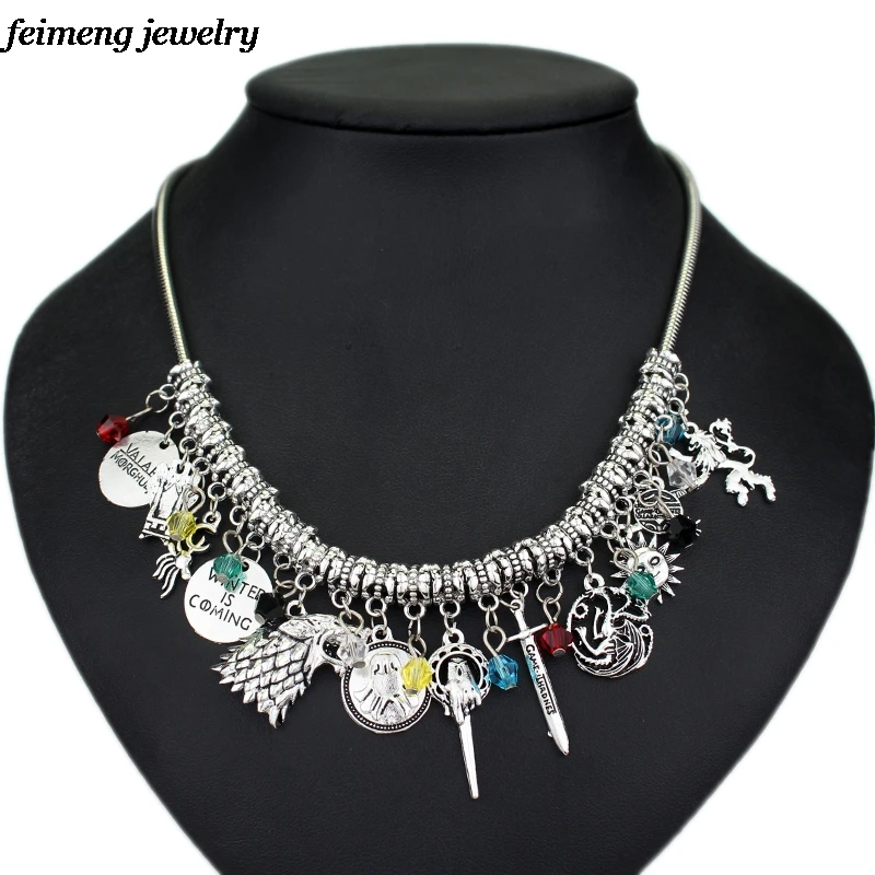 

Movie Jewelry DIY Game of Thrones Charm Necklace Vintage Fashion Metal Pendant Accessories For Fans Collection Wholesale Cheap