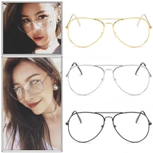 Большие модные ретро очки с прозрачными металлическими линзами, дизайнерские очки в оправе