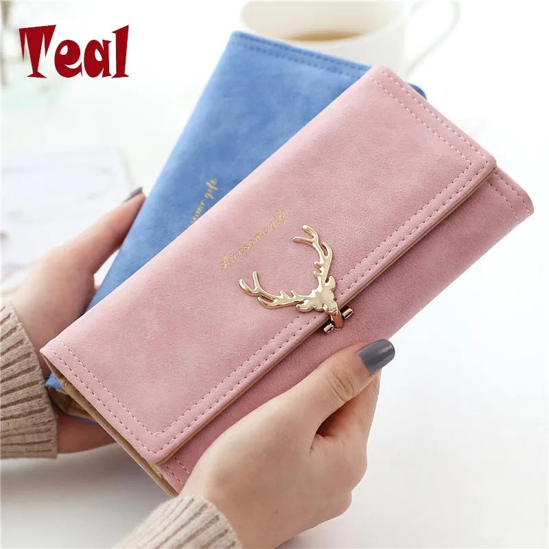 2017 New Fashion Women Purse Retro Female Purse Women Soft Faux Suede Women S Purse Two