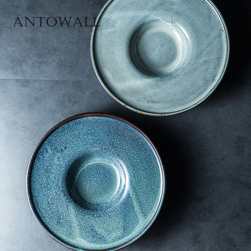 

ANTOWALL European personality ceramics Western pasta dish soup plate straw hat UFO plate home restaurant features deep dish