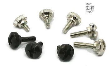 

M4x8 10 12 16mm Steel Thumb Screw tooless step Knurled Head,large Head,Instrument adjustable DIY fastening bolt black siliver