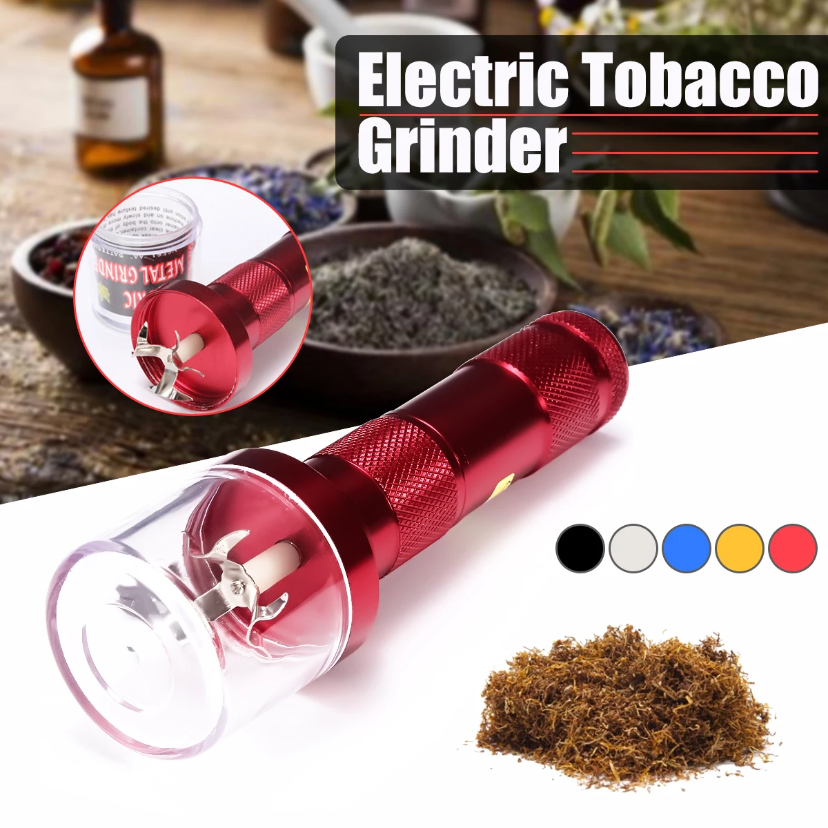 Buy Aluminum Electrical Grinder Crusher Herb Tobacco