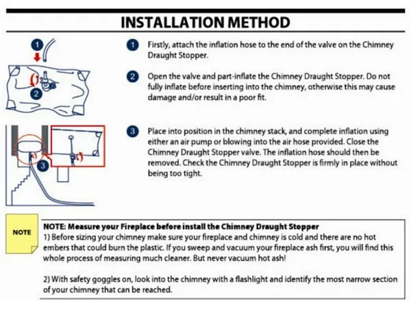 Chimney Balloon, Fireplace Draft Stopper for Electric Fireplace