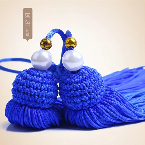 Tai Chi Sword Tassel ear подвесная лента, Китайская традиционная Tai Chi Kung Fu Wush sword tassel - Цвет: Blue silk