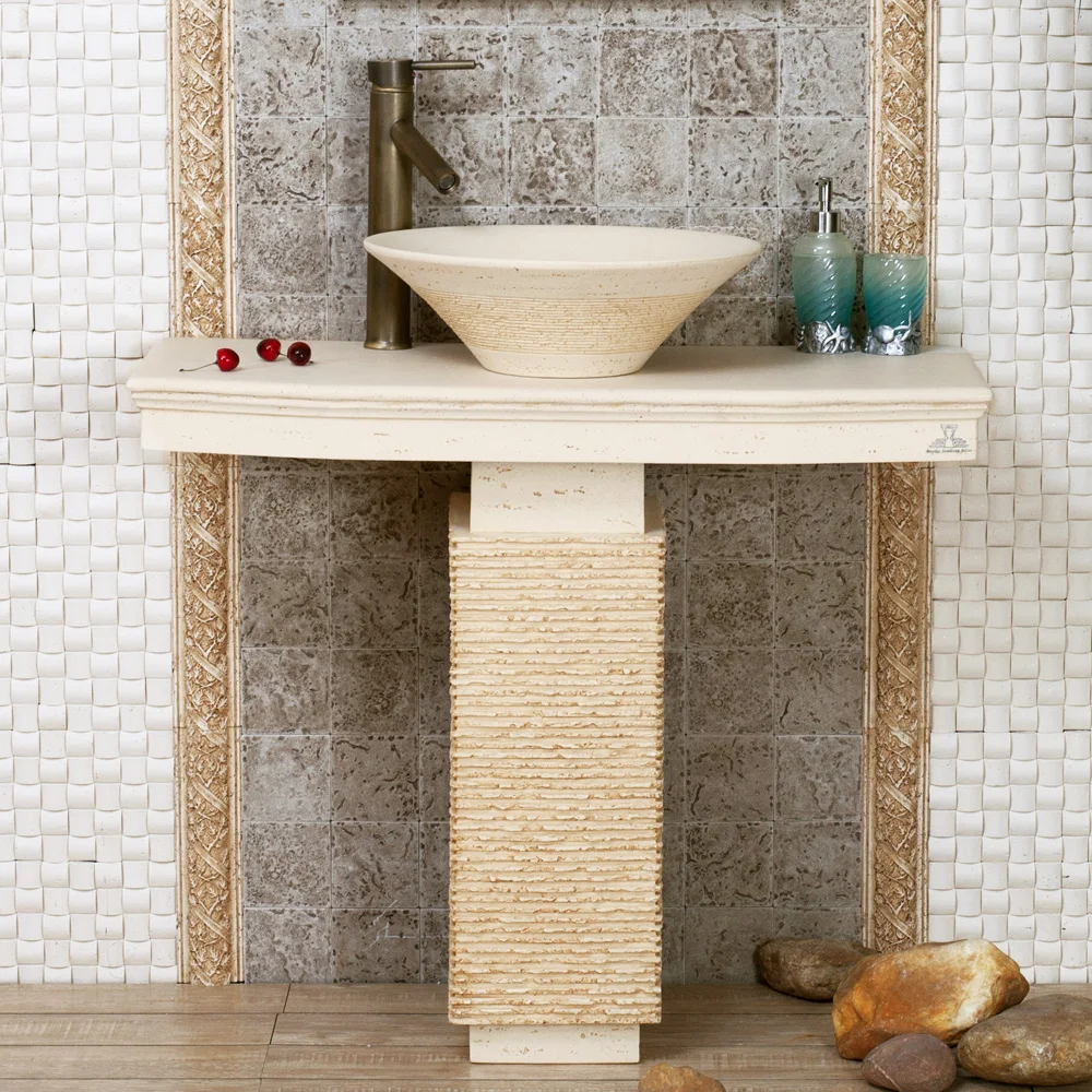 

Luxury pillar of the Mediterranean basin. Art European archaize lavabo. Sanitary ware of the basin that wash a face
