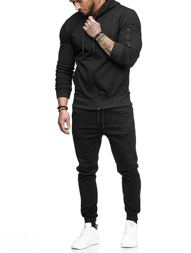 Хёрд 2019 Для мужчин спортивные костюм модная куртка с капюшоном + штаны в стиле хип-хоп уличная спортивная одежда Комплект из 2 предметов