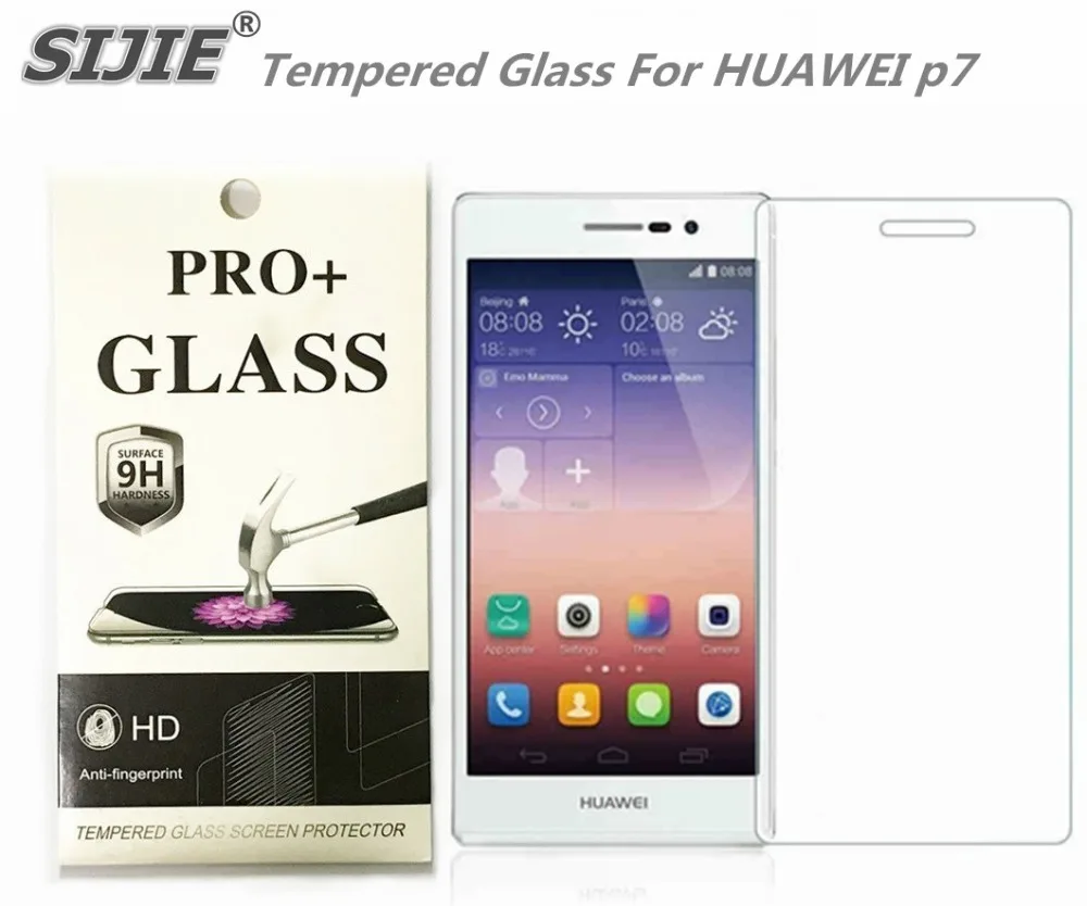 

SIJIE Tempered Glass For HUAWEI p7 2.26mm Screen Protector front stronger 9H hardness thin discount with Retail Package