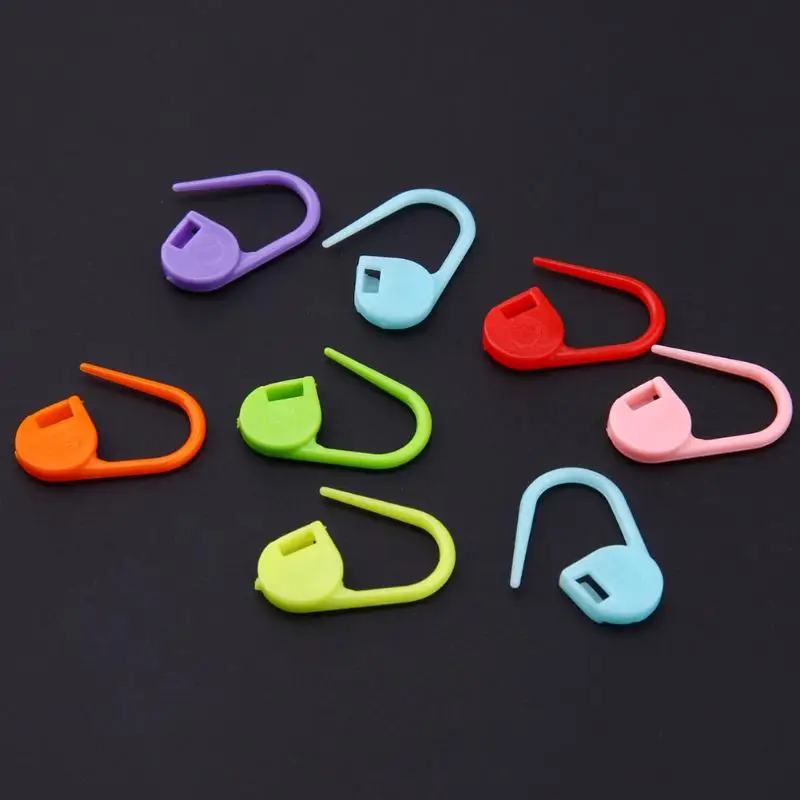 

New 100Pcs/Lot Plastic Locking Stitch Marker Colorful Lock Pins Ring Markers for Knitting Needle Clip Craft DIY Clip Hook