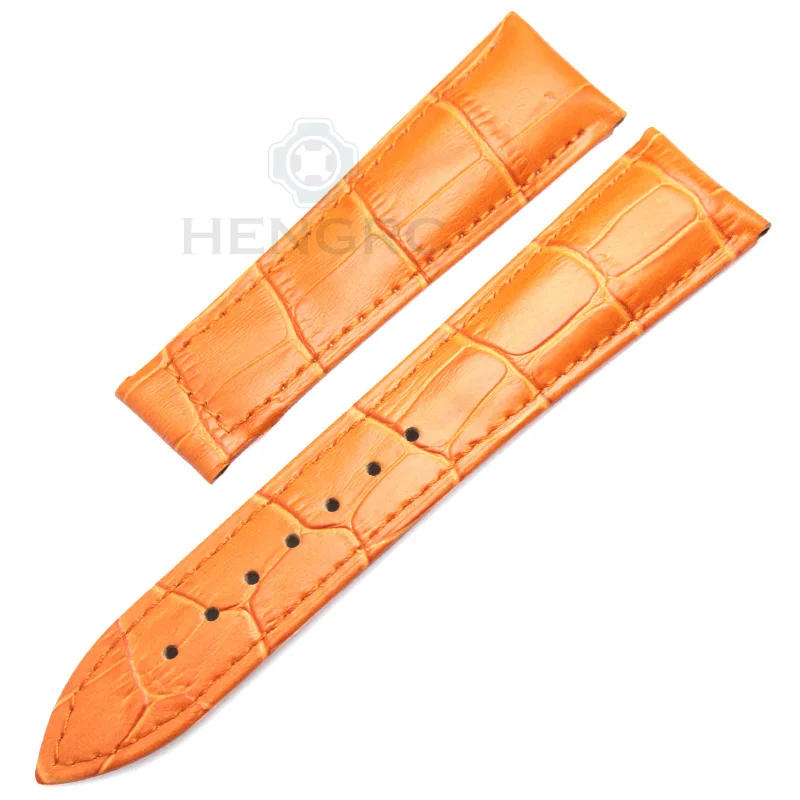 HENGRC Ремешки для наручных часов 20 мм 22 мм из натуральной кожи ремешок для часов черный коричневый оранжевый ремень замена без пряжки для Omega