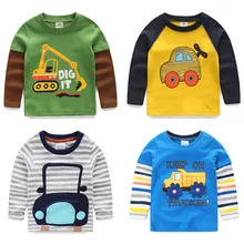 Boys T shirt Kids Tees Baby Child Boy Cartoon Spring Children Tee Long Sleeve Stitching Cotton