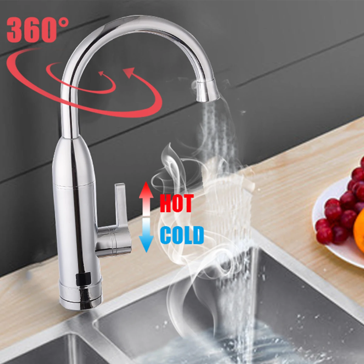 

220V 3000W Instant Electric Faucet Tap Home Hot Water Heater Stainless Steel Under Inflow LED Display Tap For Bathroom Kitchen