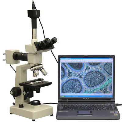 AmScope 40X-2000X два легких металлургический микроскоп + 14MP цифровой Камера ME300TZB-2L-14M