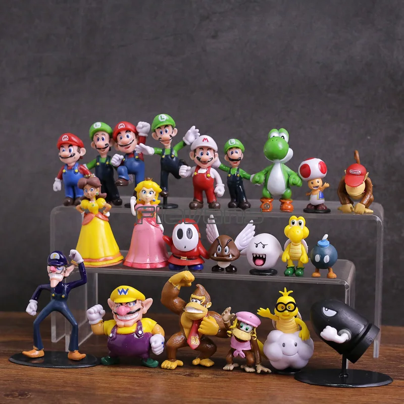Super Mario Bros Family Mini PVC Figures Toys 22pcs/set Mario Luigi Wario Waluigi Toad Bowser Yoshi Peach Daisy Goomba Koopa Super Mario Bros Family Mini PVC Figures Toys 22pcs/set Mario Luigi Wario Waluigi Toad Bowser Yoshi Peach Daisy Goomba Koopa