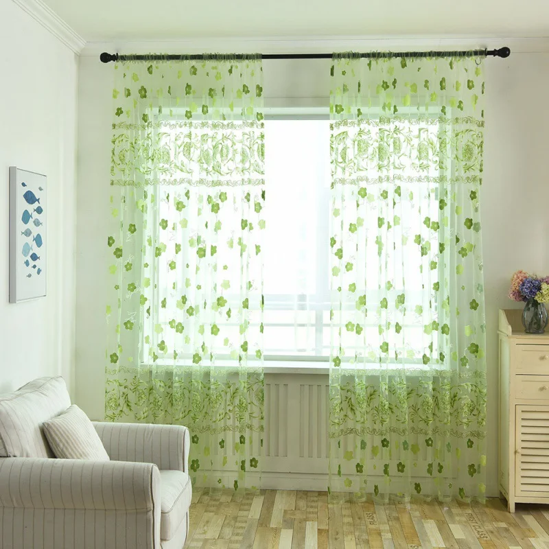 

Flower Sheer Curtain Tulle Window Polyester Handmade Fabric Elegant Romantic Bedroom Living Room Curtain cortina para sala