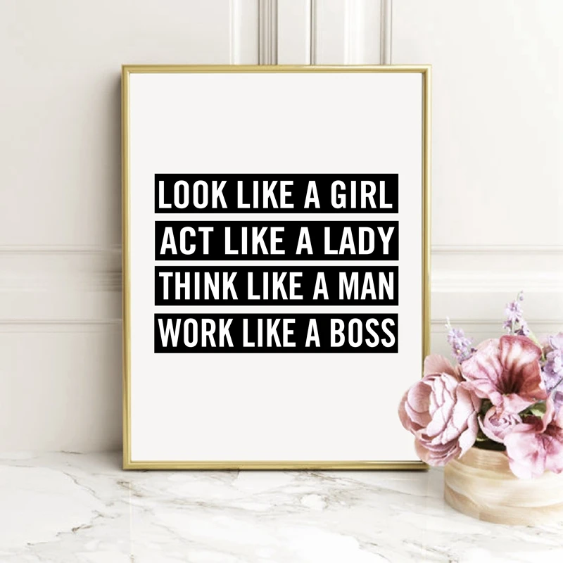 Work Like A Boss Canvas Art Prints Girls Inspirational Poster Home Office Decor 