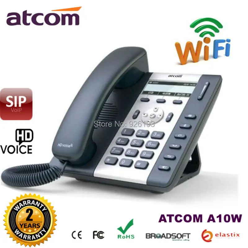 

ATCOM A10W WIFI 1 SIP Line Entry-level business IP Phone Dual core CPU, HD voice, backlight LCD Desktop office VoIP telephone