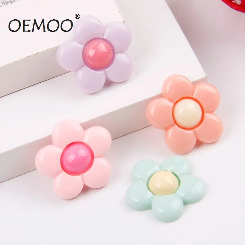 

Mixed Colors Cute Flower Cabochons Resin Kawaii Mobile phone DIY Jewelry 21*21mm 30PCS