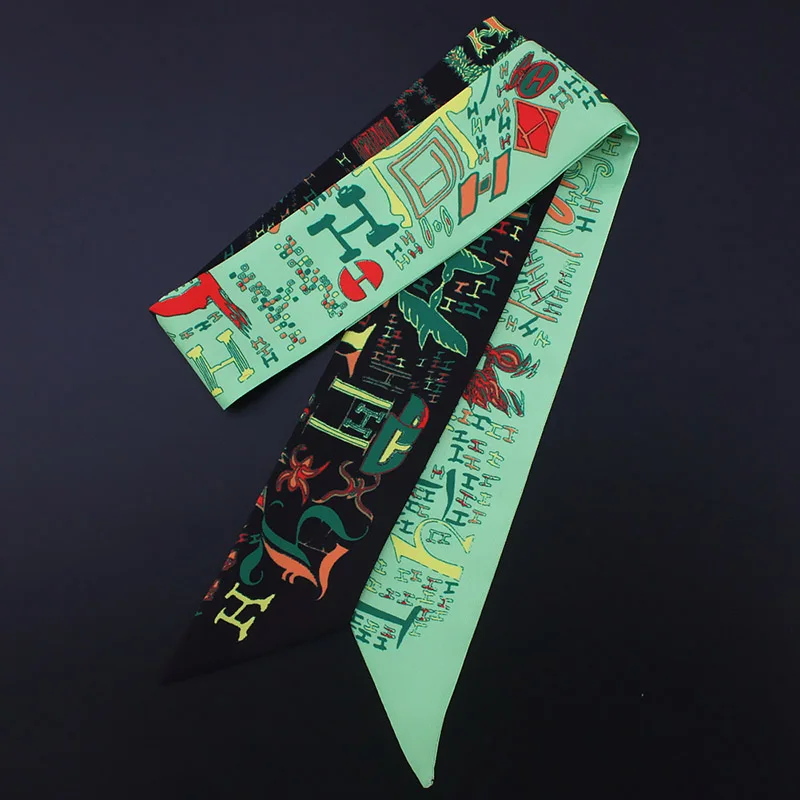 Дизайн Роскошный саржевый эмуляционный Шелковый маленький женский модный шарф мешок для волос ручка Украшение галстук многофункциональная ручная тесемка, шарф - Цвет: C03-12
