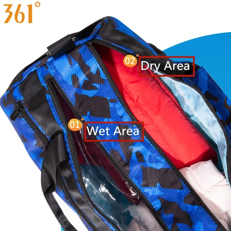 361 Sports Bag Water Proof Swimming Bags Fitness Gym Handbag 20L Combo Dry Wet Training Bag Travel Camping Pool Beach Outdoor