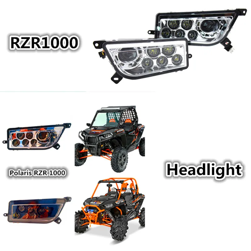 Polaris RZR 1000 ATV UTV Chrome Black LED Headlight Polaris RZR 900