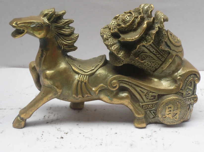 

Metal crafts Home Decoration Chinese brass Carved Horse Cabbage Car Statue/Scupture gift