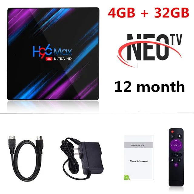 Android 9,0 tv Box H96 MAX+ 1 год NEO pro французская IP tv подписка 4 Гб Ram 64 Гб Rom H.265 4K Smart tv Box BT4.0 телеприставка - Цвет: Синий