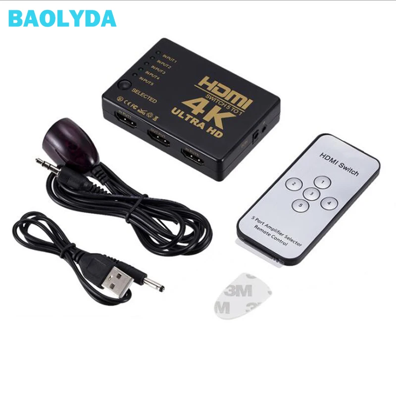 

Baolyda Mini HDMI Switcher 1080P 2160P 3 5 Port 4K HDMI Switch Selector Splitter With Hub IR Remote For HDTV DVD TV BOX