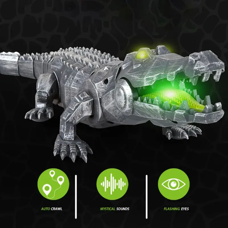 Пульт дистанционного управления механический крокодил холодный светодиодный свет на глаза звук электрическая игрушка для детей