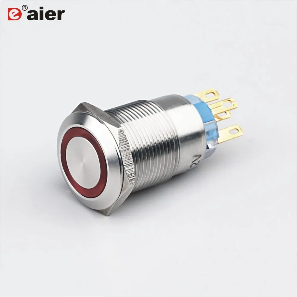 

10Pcs 5A 250VAC T85 Push Button Switch Single Pole 19mm Momentary Metal Round Switches 5 Pin With 12V/220V Ring Illuminated