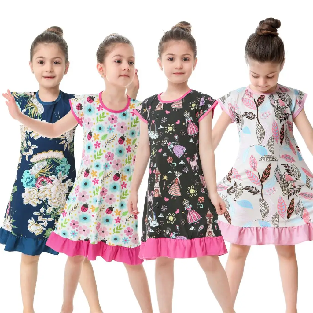 

children short sleeved Nightgown suit Children's summer nightdress Girls lovely Home Furnishing clothes Children's Day gifts