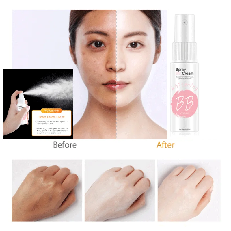 

Spray BB Cream Concealer Brighten Whitening Moisturizing Base Face Foundation Makeup Beauty Skin Care
