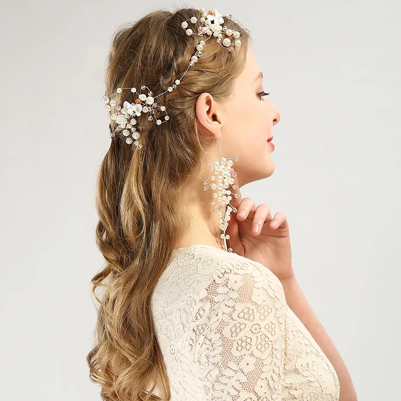 Copper Wire Hair Jewelry Wedding Headband Head Crowns Flower Party Wedding Hair Accessories For